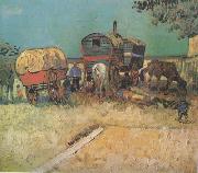 Vincent Van Gogh Encampment of Gypsies with Caravans (nn04) oil painting reproduction